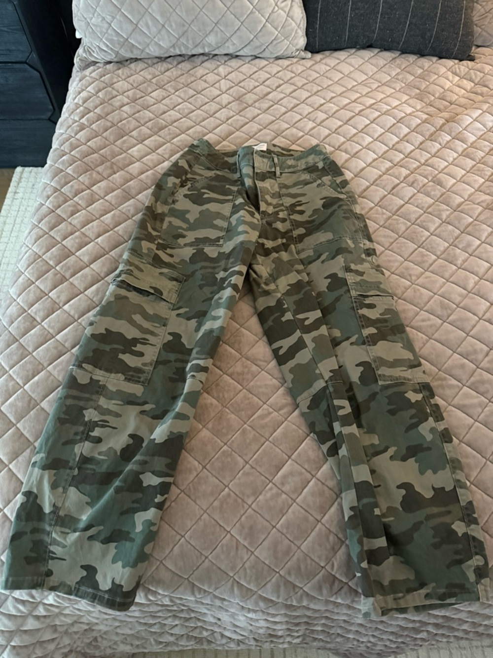 Camo Cargo Pants - Green Woodland Print